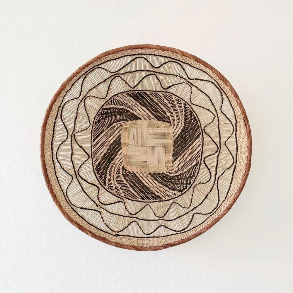 Handwoven African wall basket with beautiful patterns by Amsha Studio