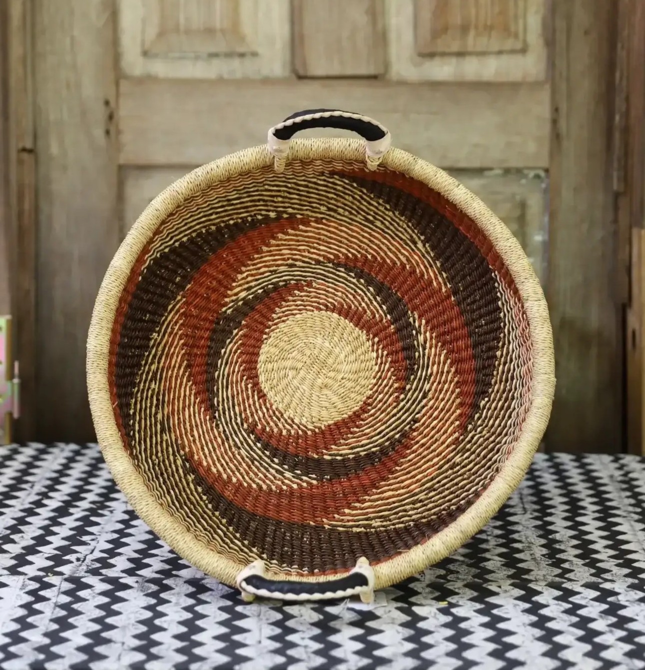 Woven African wall basket from Ghana