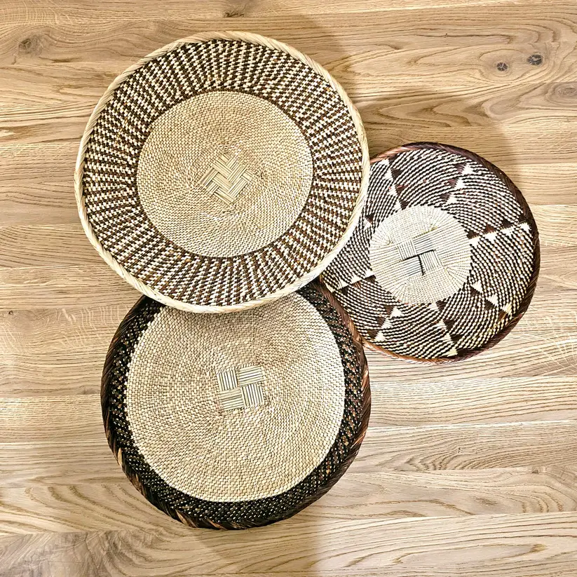 Assortment of 3 African wall baskets