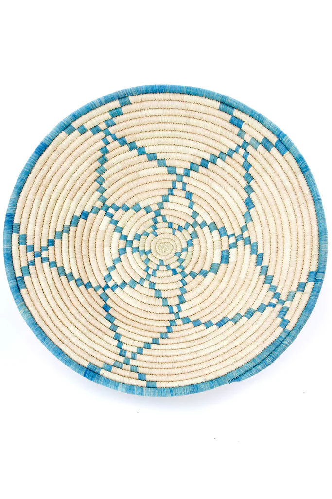 African wall basket with blue accents