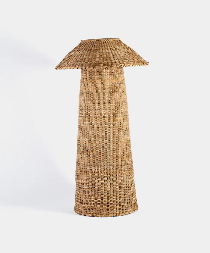 Floor lamp woven from Cane