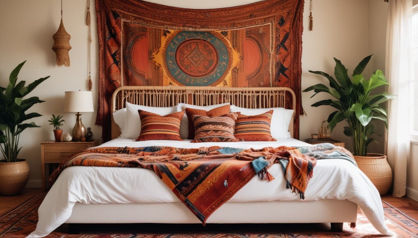 Modern and balanced Afro bohemian bedroom decor