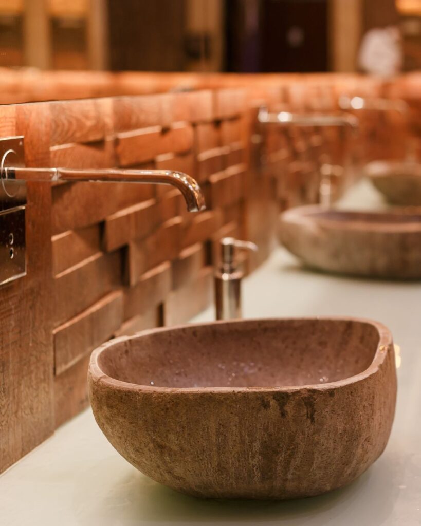 Stylish bathroom sink made with a natural stone