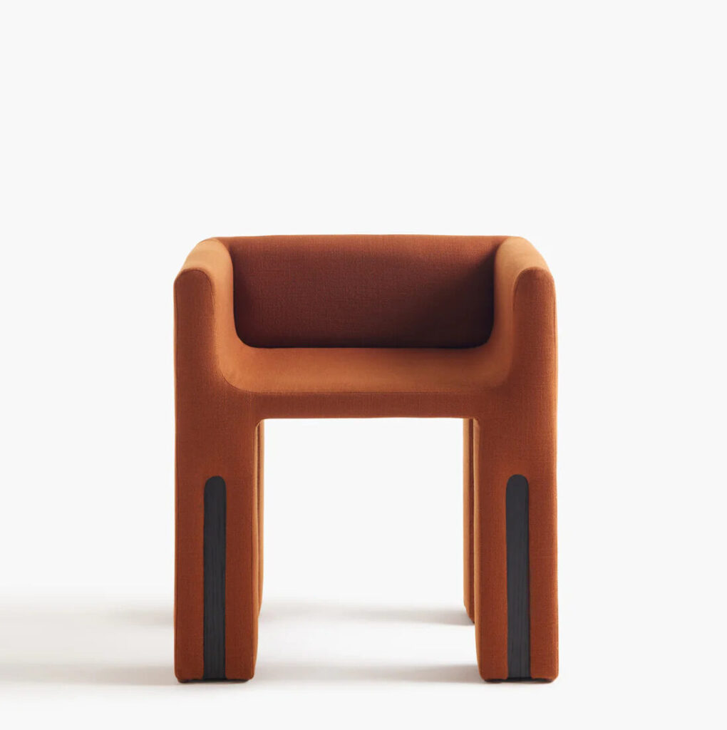 A modern orange armchair