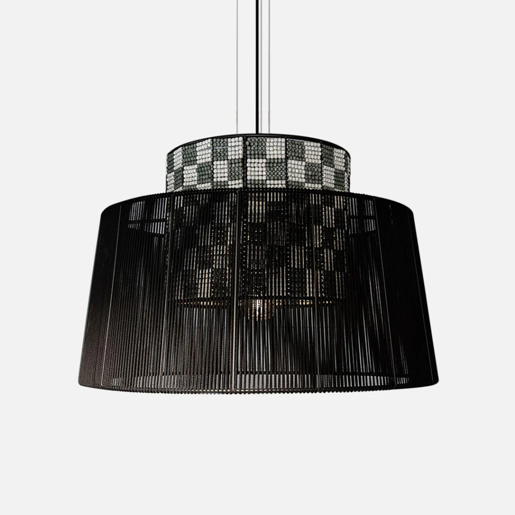 A black and checkers pendant lamp