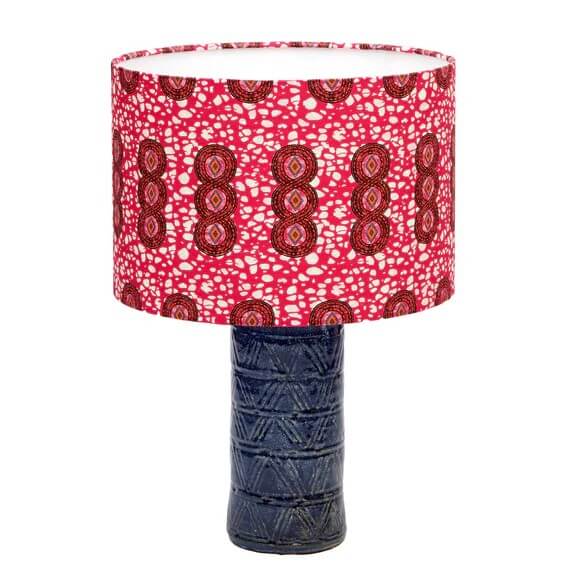 Red-Pink Lampshade in African wax fabric