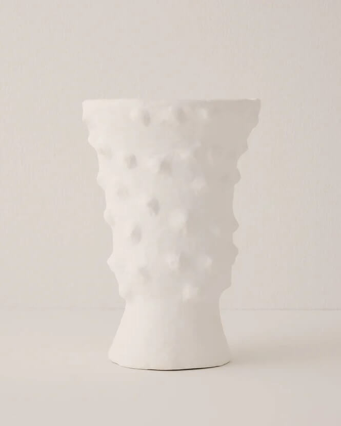 Gifts for Interior Design lovers - White Tunisian Clay vase inspired by the Barbary fig