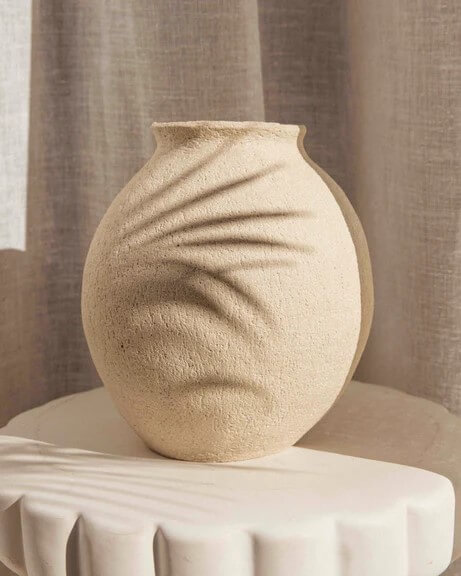 Off-white jar-shaped ceramic vase made in Namibia