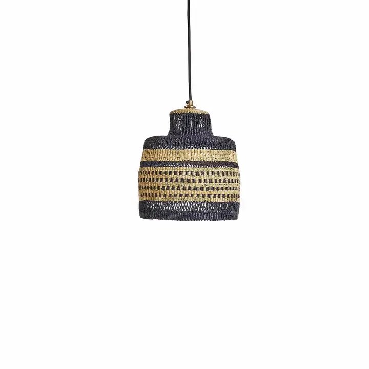 Cylindric-shaped pendant lamp in natural and navy colors