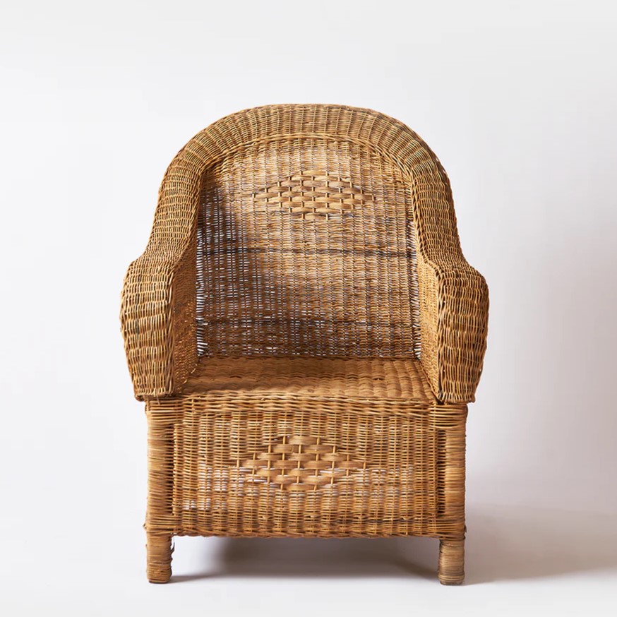 Woven cane single seater armchair