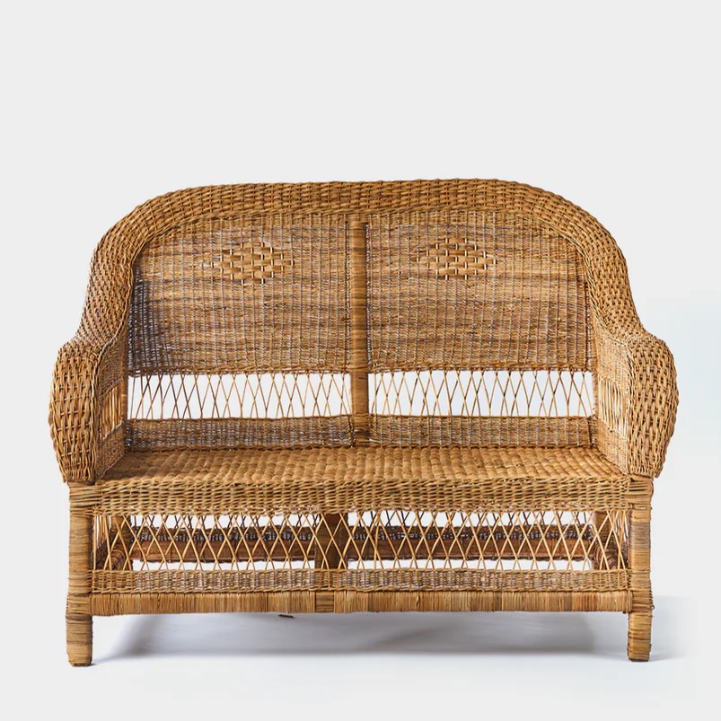 Terrace chairs - Open weave cane two seater chair