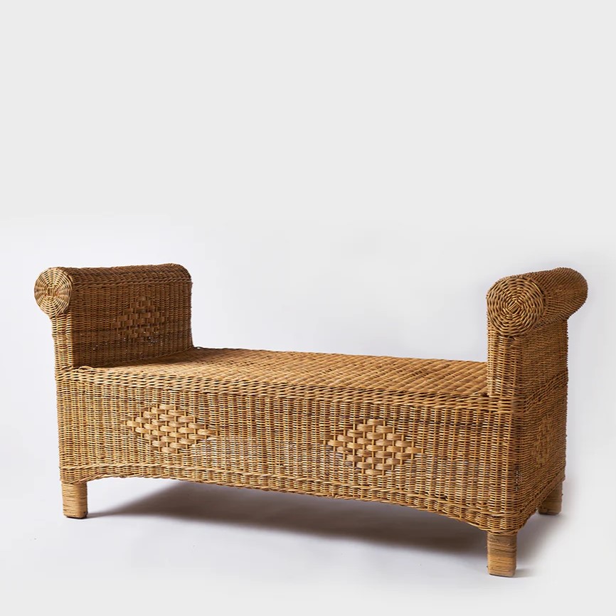 Woven cane two seater ottoman