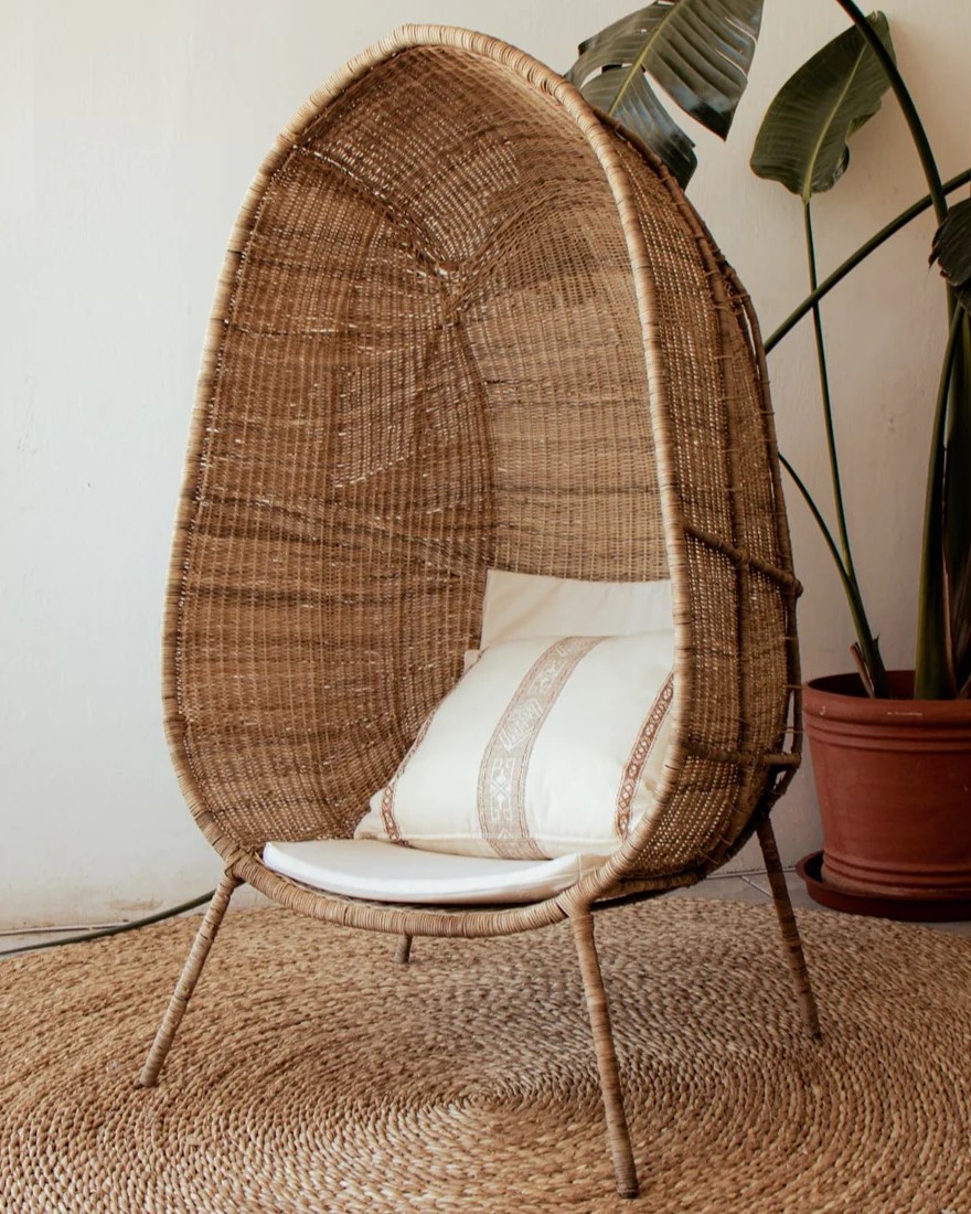 Woven Malawi cane egg-shaped chair