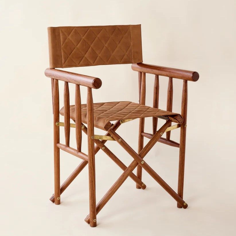 Quilted leather Safari Director's chair for terraces and outdoor dining