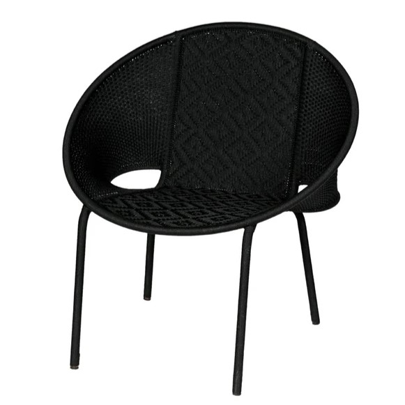 Terrace chairs in black with galvanised steel and Hand-woven nylon fishing twine