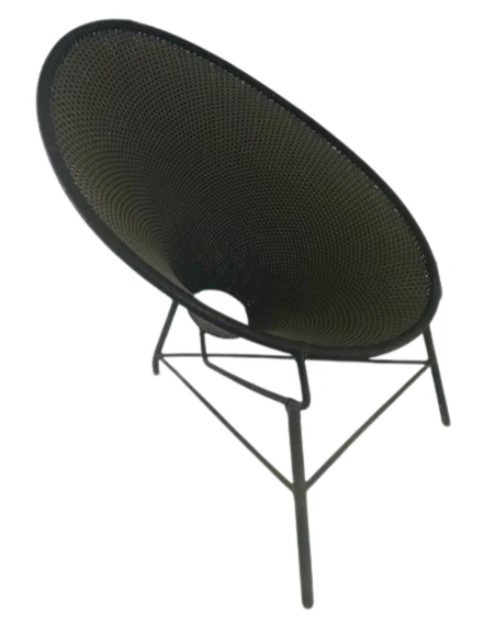 Terrace chair in black and grey Two seater outdoor chair with galvanised steel and Hand-woven nylon fishing twine