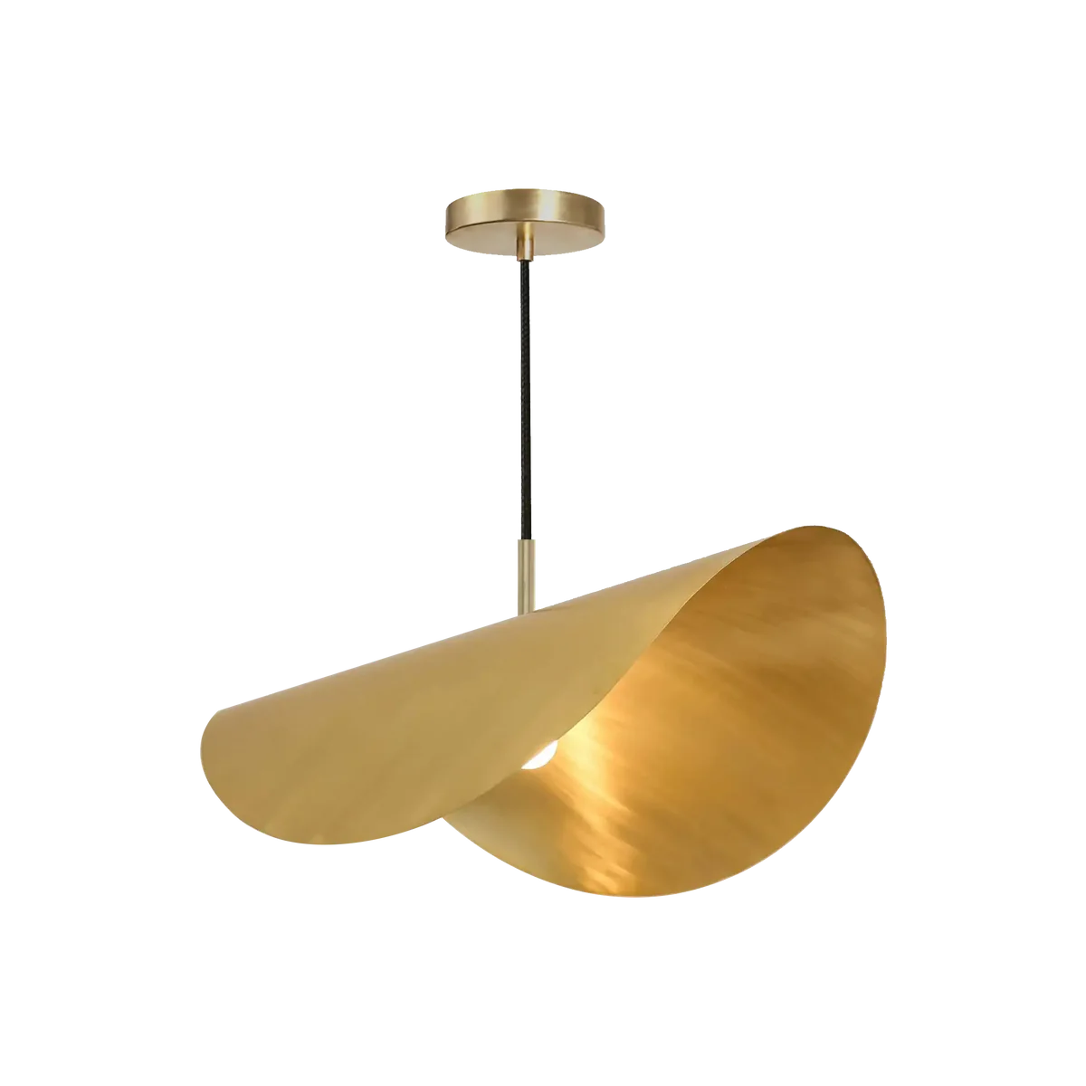 Wavy golden brass pendant light