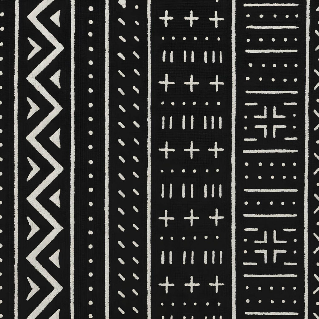 Black and white mud cloth textile patterns