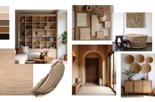 Interior design mood board for an African-inspired home